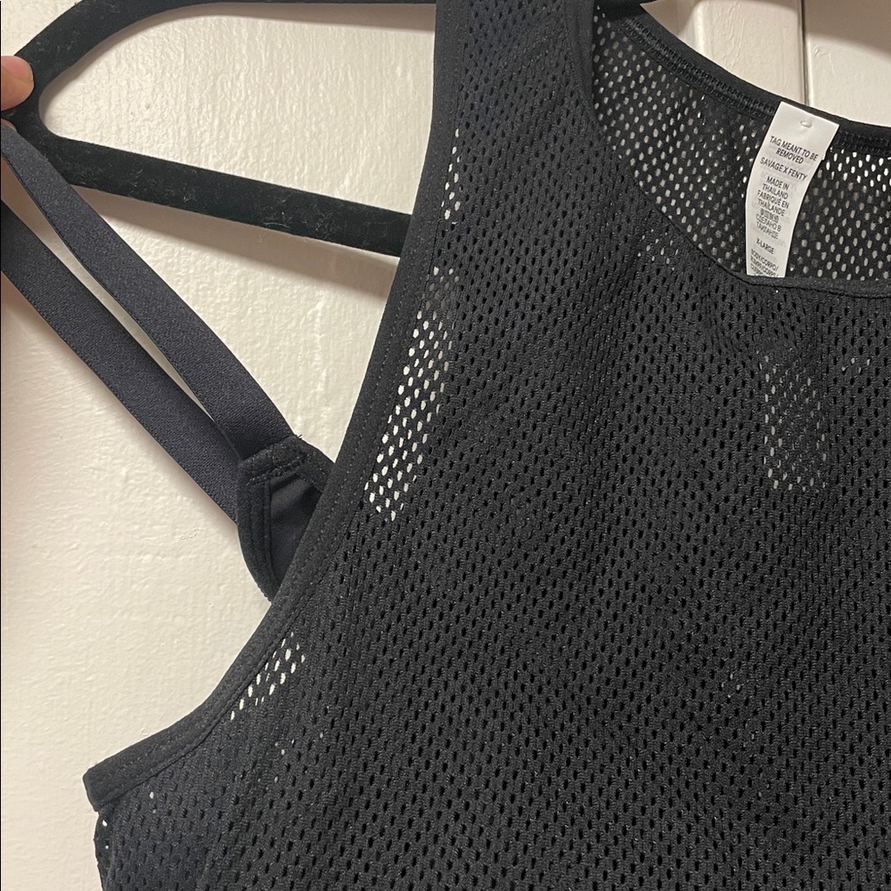 Savage X Fenty Black and Yellow Mesh Sports Bra XL - Picture 3 of 3